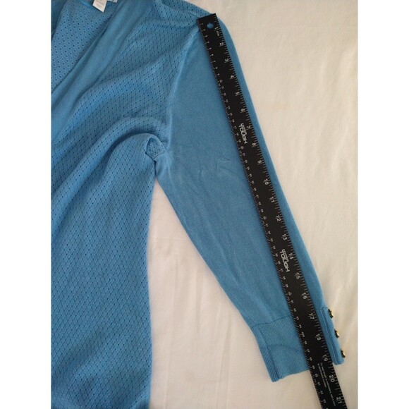 CHARTER CLUB Blue Light Knit Open Front Cardigan SZ M Modest Cottage Romantic - Picture 7 of 8